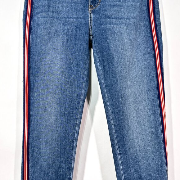 NWT Just Black Raw Frayed Hem Side Stripe Mid Rise Ankle Skinny Jeans Size 30‎ - Picture 4 of 16